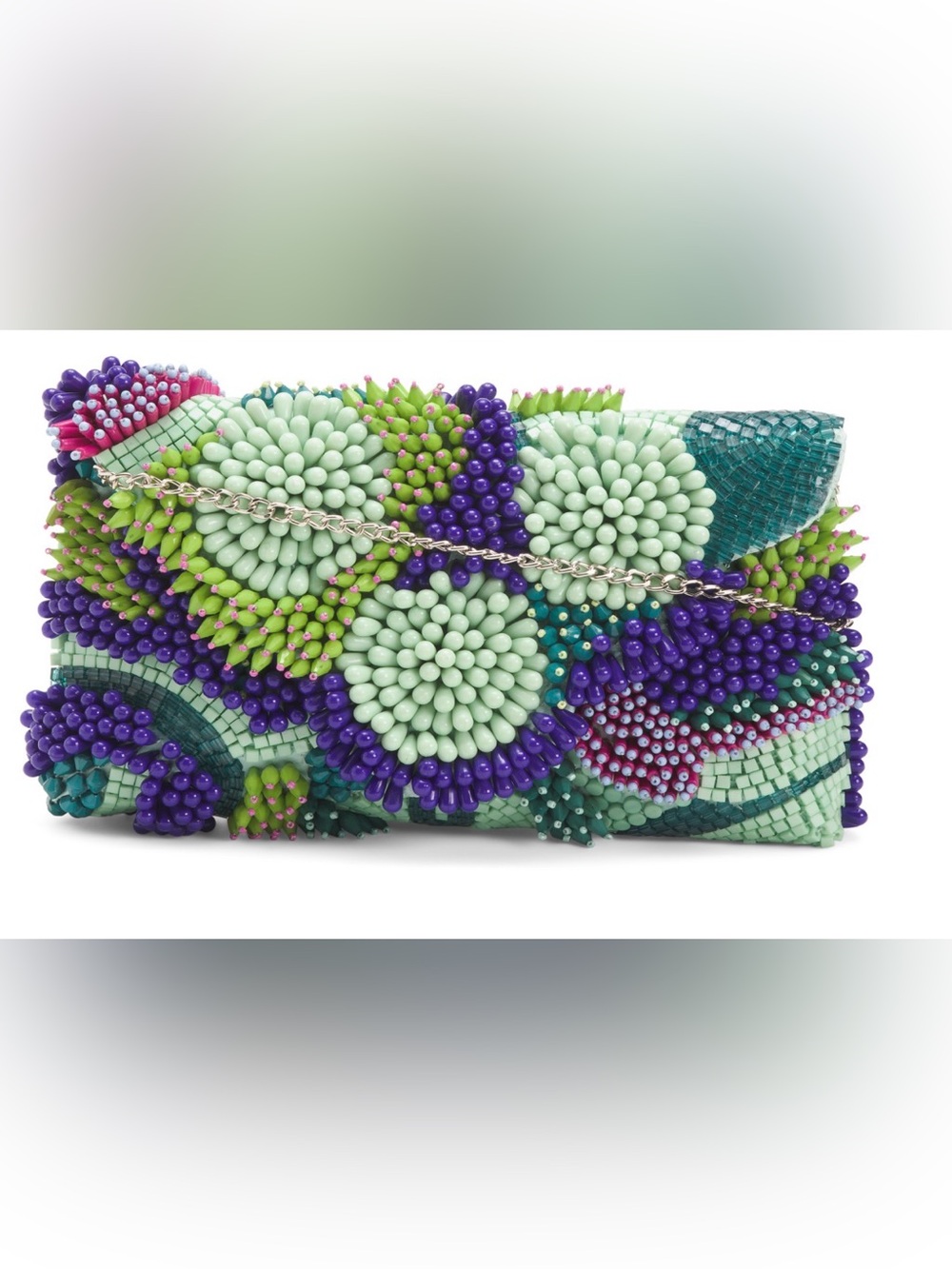 NEW Beaded Aqua & Purple Evening Crossbody Bag